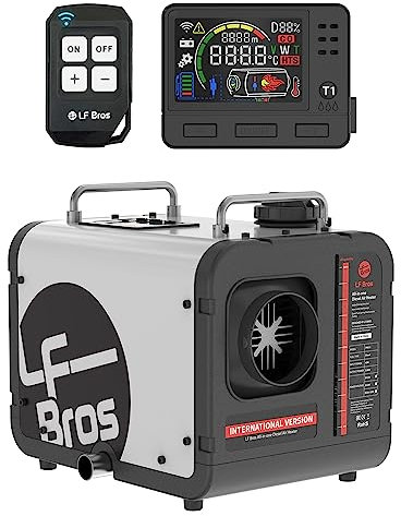 LF Bros Diesel Heater 5KW, 12V/24V/230V Portable Parking Heater with Remote Control for Tent, Van, Garage (White)