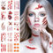 Tatouage Halloween Maquillage Fausse Cicatrice Autocollant Deguisement Vampire Femme Homme Cosplay Accessoire, Faux Tatouage Ephemere Fausse Blessure Halloween Tatouage Visage Decoration Halloween