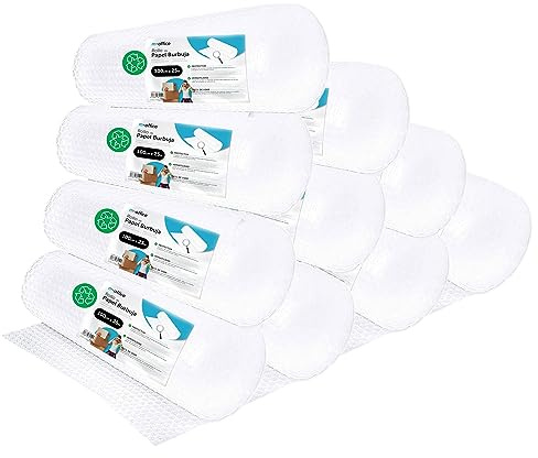 m-office Luftpolsterfolie, recycelte Luftpolsterfolie, 100 cm x 25 m, 10 Stück