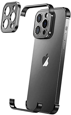 Losin Compatible with iPhone 15 Pro Case with Camera Lens Protector, Aluminum Metal Frameless, Borderless Design, Slim Thin & Lightweight, Shockproof Bumper Cover, for Women Men (Black Titanium)