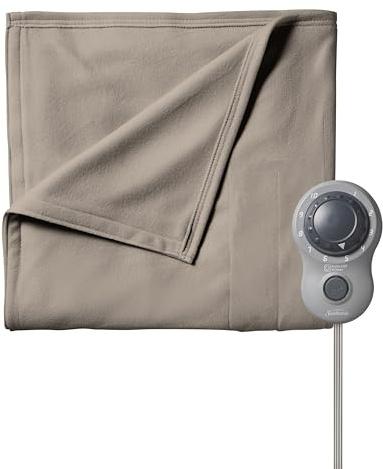 Sunbeam Royal Luxe Mushroom Heated Blanket 12-Heat Settings Auto Shut Off Twin