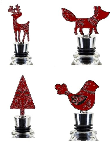 Festive Christmas Wine Stopper, 4 Designs, Reindeer, Xmas Tree, Fox or Robin ~ one Sent at Random