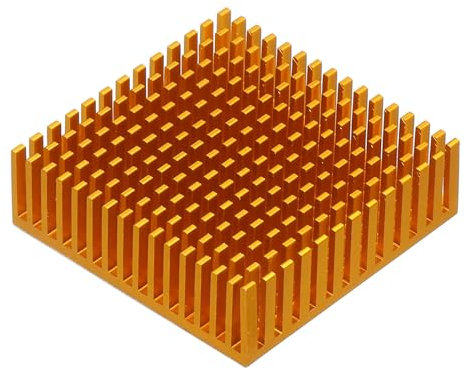 QUARKZMAN 1pz 50x50x15mm Dissipatore Alluminio Radiatore Calore Bacino Raffreddamento con Termico Blu Sticker per Chip CPU, Potenza Transistor, FET, IC, Potenza Amplificatore, Oro