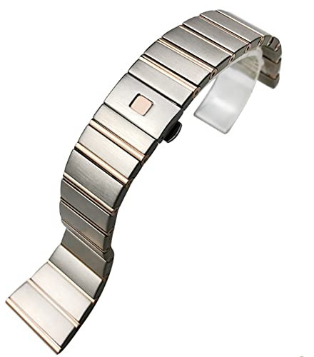 ZERAPH 15 17 18 23 25 mm 316L Edelstahl-Uhrenarmband passend für Omega Double Eagle Constellation Uhrenarmband (Farbe: Silbergold, Größe: 15 x 5,5 mm)