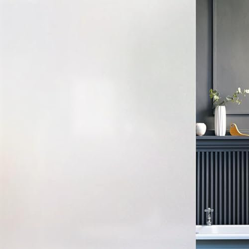 White Frosted Window Film Self Adhesive Roll 120 X 400cm, Shackcom Privacy Film for Glass Windows Static Cling with No Glue Removable Opaque Window Film Anti UV Heat Control for Home Office & Bathroom