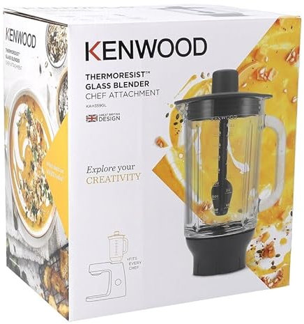 LUTH Premium Profi Parts Mixer-Aufsatz Aus Glas Kah359gl kompatibel mit Kenwood Aw22000005 für Küchenmaschine