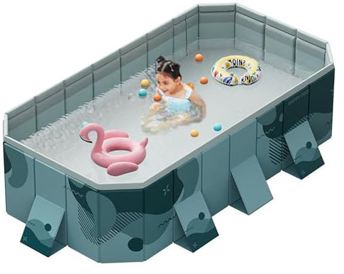 SKILBEAIA Piscina fuori terra pieghevole grande piscina rettangolare per bambini (2,6 m)