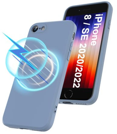 Garegce Magnetic Case for iPhone SE 2020/SE 2022 and iPhone 8, Compatible with MagSafe, Shockproof, Ultra Thin Silicone Mobile Phone Case for iPhone SE 2nd/3rd Generation, 4.7-Sky Blue