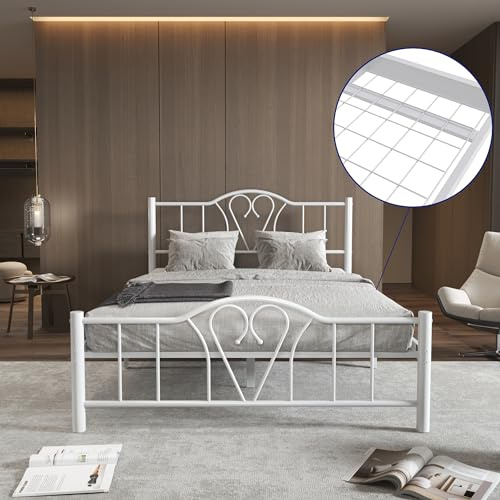 AVENSIS Orkide 4ft6 Heavy Duty Mesh Base Metal Platform Bed Frame Base Mattress Foundation, Premium Strong Steel Support, Under Bed Storage Space, Easy Assembly, Double, White