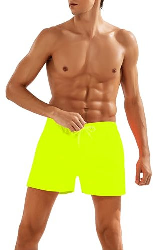 Pantaloncini da Bagno Uomo Costume da Spiaggia Boxer Mare Transpirante Asciugatura Veloce cod.18300 (IT, Testo, XXL, Regular, Regular, Giallo Fluo)