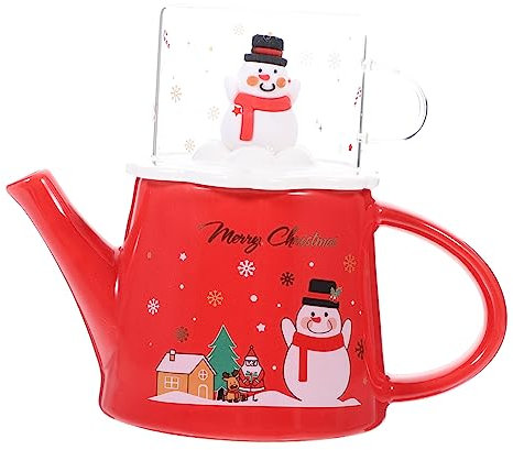 PRETYZOOM 1 Juego De Tetera Navideña Taza Para Árbol De Navidad Tetera Portátil Navideña a s Decorativas as Sto o Vidrio Para El Hogar