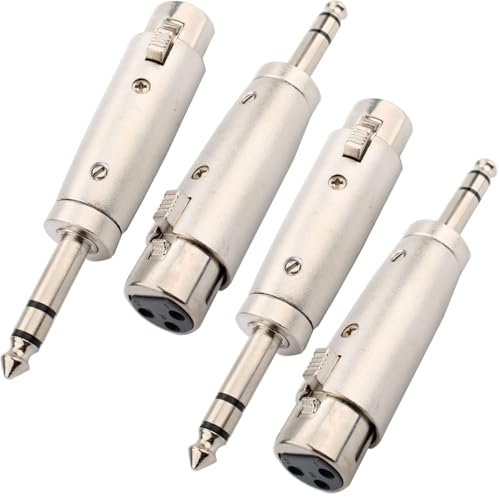 RUNCCI-YUN Lot de 4 XLR vers Jack 6,35 mm, XLR Femelle vers Jack Stéréo TRS 6.35 mm pour Hautparleur, Microphone, Amplificateur, Mixeur