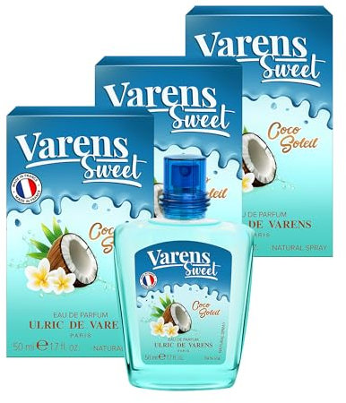 ULRIC DE VARENS Eau de Parfum Varens Sweet Coco Soleil – Floriental – Damenduft – Zerstäuber – Made in France – 3 x 50 ml