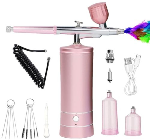 PZCC Airbrush Kit PRO 22-27-30PSI for Beginners & Professionals – Complete Set with Compressor, Dual-Action Airbrush, and Accessories for Art, Makeup, Nail, and Model Painting,2025 New year gift