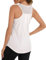 Terecey Yoga Tank Top Damen Atmungsaktives Racerback Funktionsshirt Ärmelloses Sport Training Workout Lauftop mit Mesh Zurück, Weiß L