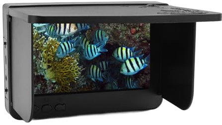 Underwater Fishing Camera, 5.0 Inch IPS Screen Video Fish Finder Display, Portable LCD Monitor HD Fish Finder, 1500cd with Sun Visor, 30m Cable, for Most Underwater Cameras