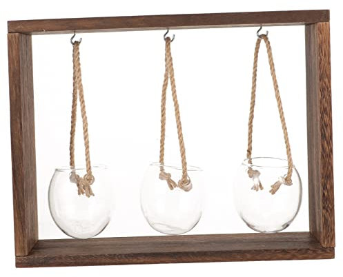 SUPVOX 1 Set vaso con cornice in legno decorazione murale Terrario di piante carnivore cupola wall decor decorazione casa vaso di bottiglia fioriera con supporto in legno plastica