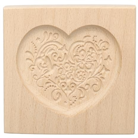 QUARKZMAN Stampo per biscotto in Legno 10cm x 10m Stampo per Biscotto in Legno Fiore a Cuore Strumento per Biscotto Intagliato Timbro Pressa Biscotto