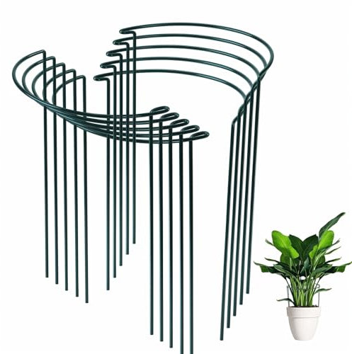 Supports de Plantes de Jardin 25x40cm, SproutMaven Lot de 10 Tuteurs pour Plantes de Jardin en Métal Demi-Rond, Cages à Anneaux de Support de Plantes pour Plantes D'extérieur et D'intérieur