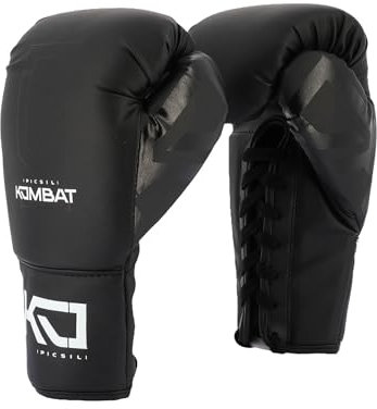 Picsil Kombat Guantes de Boxeo Kronos Pro Lace Up, Guantes de Entrenamiento para Muay Thai, MMA, Kickboxing, Diseño Unisex (Moonless, 12oz)