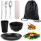 Set di utensili da campeggio,Utensili da campeggio,set di posate da viaggio,set di posate portatili,Set di posate da campeggio,Include coltello, cucchiaio, forchetta, tazza,ciotola, piatto