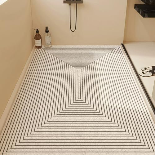 Surwin Tappetino da Doccia Antiscivolo, Moderno Semplice Tappetino da Bagno in Luffa PVC Morbida Tappeto Antiscivolo con Scarico Lavabile Asciugatura Rapida Doccia (Rettangolo,80x120cm)