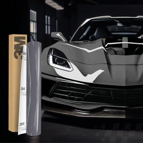3M 2080 Film de wrapping de voiture - 30 x 152 cm - Film autocollant pour voiture, moto, bateau - Film de protection de peinture 3D avec canaux d'air pour le film (HG61 High Gloss Nardo Gray)