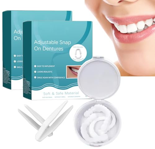 YANINEE 2 Paare Zahnersatz zum Aufstecken, Veneers Zähne zum Aufstecken Oben und Unten, Zahnersatz Prothese Komplett