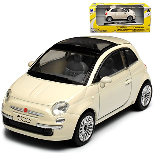 alles-meine.de GmbH FIAT Nuova 500 Weiss Creme Beige Coupe Ab 2007 1/43 New Ray Modell Auto mit individiuellem Wunschkennzeichen