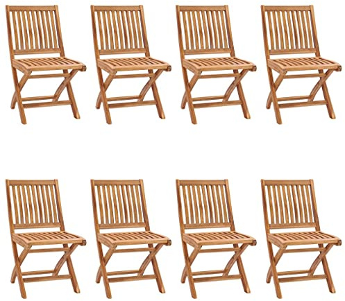 Qnhdfrt 8 klappbare Gartenstühle Massiv Teakholz 46,5x58x88 cm klappstuhl Outdoor Stuhl mit wasserbasierendem Lack für Garten Balkon Camping Küche oder Bistro