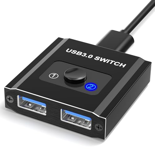 USB Switch, Bidirektionaler USB Switch 2 in 1 out (1 in 2 out) KVM-Switch, Gemeinsame Nutzung von 1 Geräten zwischen 2 Computern für Drucker, für PC, Drucker, Scanner, Tastatur