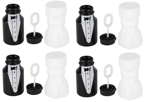 Pssopp 26PCS Wedding Bubble Bottles, Premium Plastic Bride and Groom Mini Bubble Party Bottle Great Workmanship Stylish Romantic Idea for Wedding