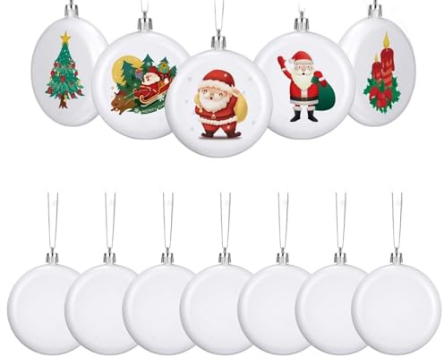 Liakyunf Christbaumschmuck-Kugeln, matt, lackierbar, flache Kugeln, weiße Ornamente, Kugeln für den Weihnachtsbaum, für Hof, Garten, Terrasse, Veranda, Hochzeit, Innenfensterbänke, 12 Stück
