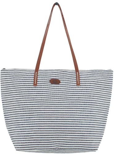 XL Strandtasche » Maritime Streifen Tasche » große Handtasche ca. 54 x 39 cm » Maritim Schultertasche » Badetasche mit Reißverschluss