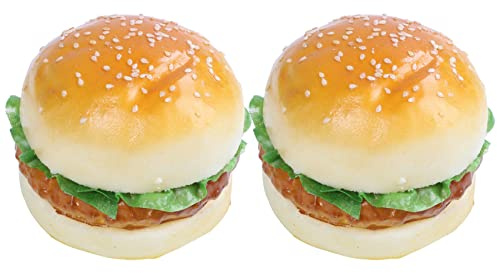 Wesafrae 2Pc RÉAliste Hamburger RÉAliste Simulation Faux Hamburger Boulangerie Affichage Enfants Nourriture Pain Jouet DÉCoration