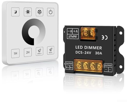 LED Streifen Controller RF Touch Panel 30A Hochleistungsregler mit 27 Modi Speicherfunktion für DC5V-24V RGB Beleuchtungssysteme(Monochrome)