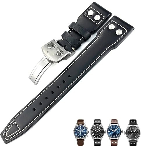 SAAWEE äkta läder kalvläder armband 21 mm 22 mm lämplig för IWC Big PILOT IW5009 IW5103 trådnagel klockarmband