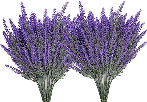 CATTREE 8 Bündel künstlicher lila Lavendel, künstliche Blumen Kunststoff Pflanzen lebensecht Blumenstrauß Zuhause Braut Hochzeit Büro Party Garten Balkon Indoor Outdoor DIY Kranz Dekoration