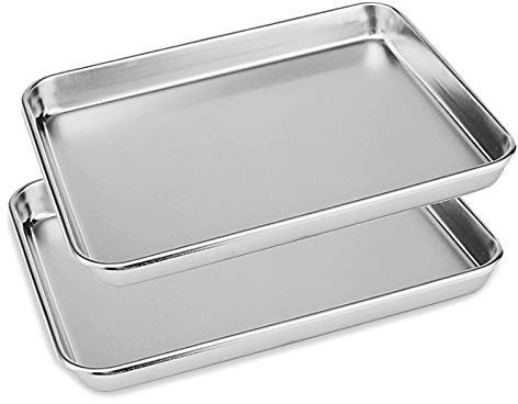 2x Stainless Steel Polished Baking Trays 40cm Non Toxic By Chabrias LTD