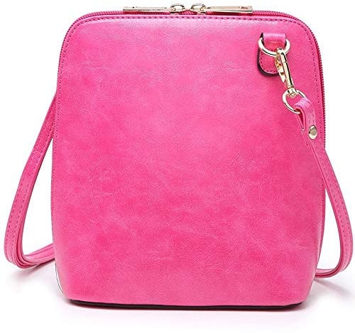Craze London Womens Shoulder Cross Body Bag Faux Leather Messenger Bags With Long Strap (Rose)