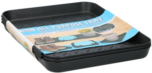 Set of 3 Black Plastic 35x27cm Universal Multifunctional Multi-Functional Storage Tray