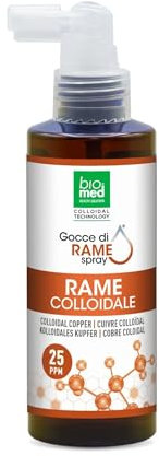 RAME COLLOIDALE 20 ppm- Flacone spray da 100 ml - elemento naturale indispensabile per la salute di tutti gli esseri viventi