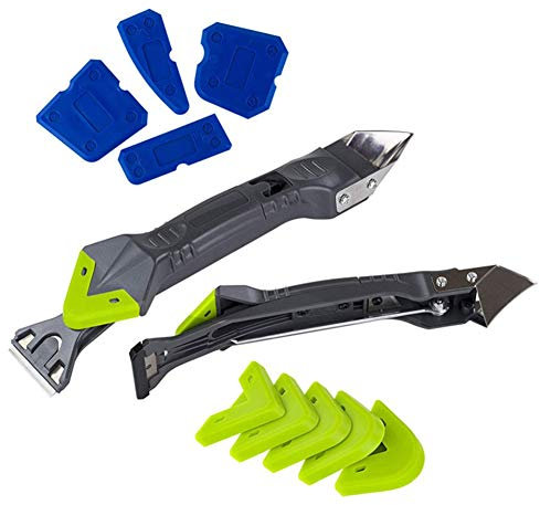 Silikonentferner 5 in 1 mit Gelenkmesser Gelenkschaber aus hochwertigem Edelstahl + extra Fugenglätter 10-teiliges Silikonmörtel-Werkzeugset für Fliesen Küche Bad Sanitärboden