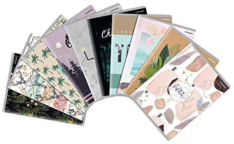 TOP-2000 2000 Notizbuch “Mixed Design”, DIN A5, liniert mit Rand, je 60 Blatt, 60g/m² Papier, Softcover mit 10 unterschiedlichen Motiven, 10er-Pack