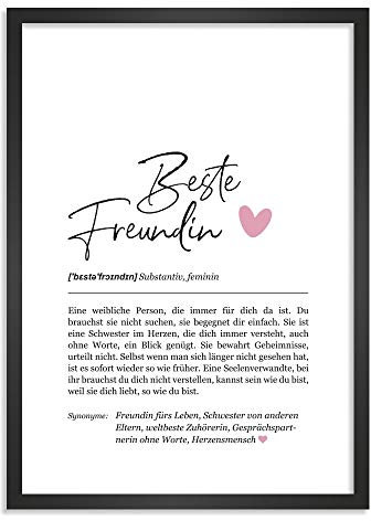 Himmelsflüsterer - Definition Poster & Kunstdrucke | Beste Freundin Geschenke | Wandbilder | Geschenk Beste Freundin Geburtstag | Wanddeko Deko Wohnzimmer | Bilder mit Rahmen | DINA A4 mit Rahmen