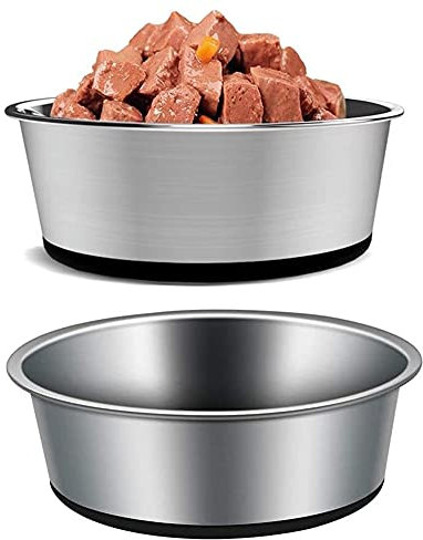 Yireal Hundenäpfe aus Edelstahl mit Silikonboden, rutschfeste Futter- und Wassernäpfe für Hunde, stapelbarer Futternapf für Katzen, kleine, mittelgroße und große Hunde, 2er-Pack, 22 cm/1750 ml