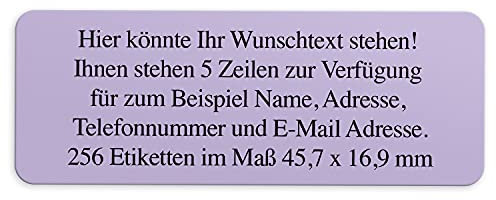 Adress-Aufkleber | PERSONALISIERT | 256 Stück | kleine Etiketten mit Wunsch-Text - Motiv Farbe Helles Lila | für Namen und Adressen
