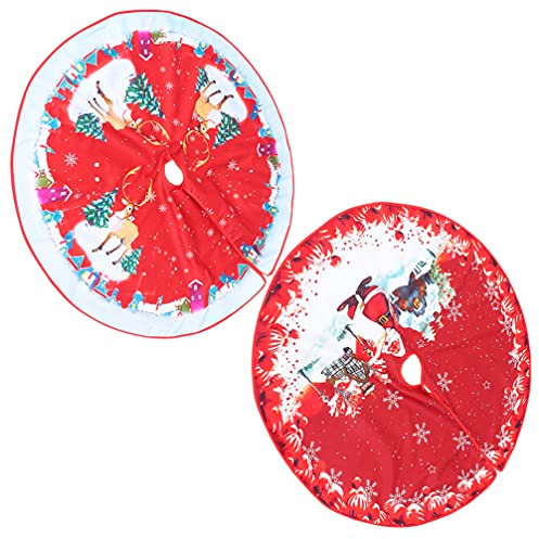 STOBOK Weihnachtsbaumdecke Christbaum Rock 90cm Rund Boden Teppich Baumschmuck Schürze Tannenbaum Decke 2 Stücke Baumständer Abdeckung Weihnachtsschmuck Festival Party Weihnachtsdekoration