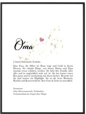 Manufaktur Liebevoll Poster - Kunstdruck mit Definition und Worterklärung des Wortes Oma - Geschenk für die Oma