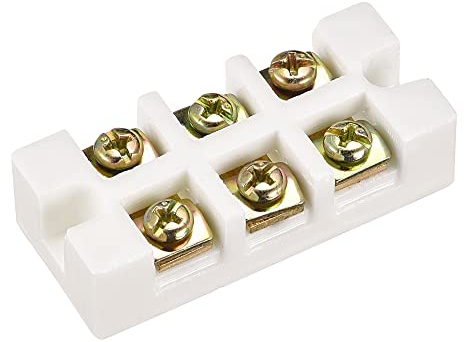 sourcing map Porcelana Cerámica Terminal Bloque 3 Salidas Alta Temperatura 58x25x14mm para Cable Conector